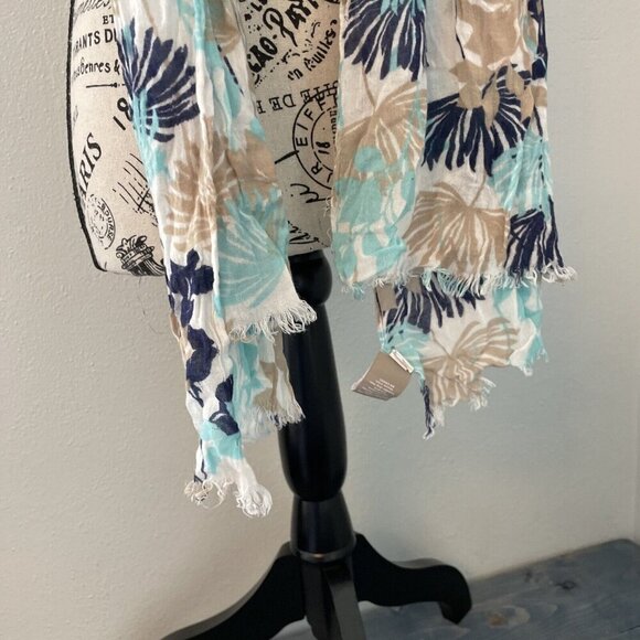 Floral Banana Republic Rectangular Scarf w/Unfinished Hem - 64" x 20" (U5) - Picture 6 of 7